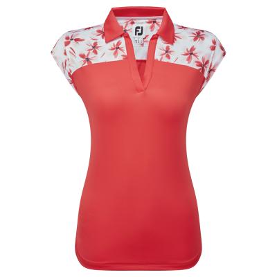 FootJoy Blocked Floral Print Cap Sleeveless Ladies Golf Polo Shirt (MIGRATED)